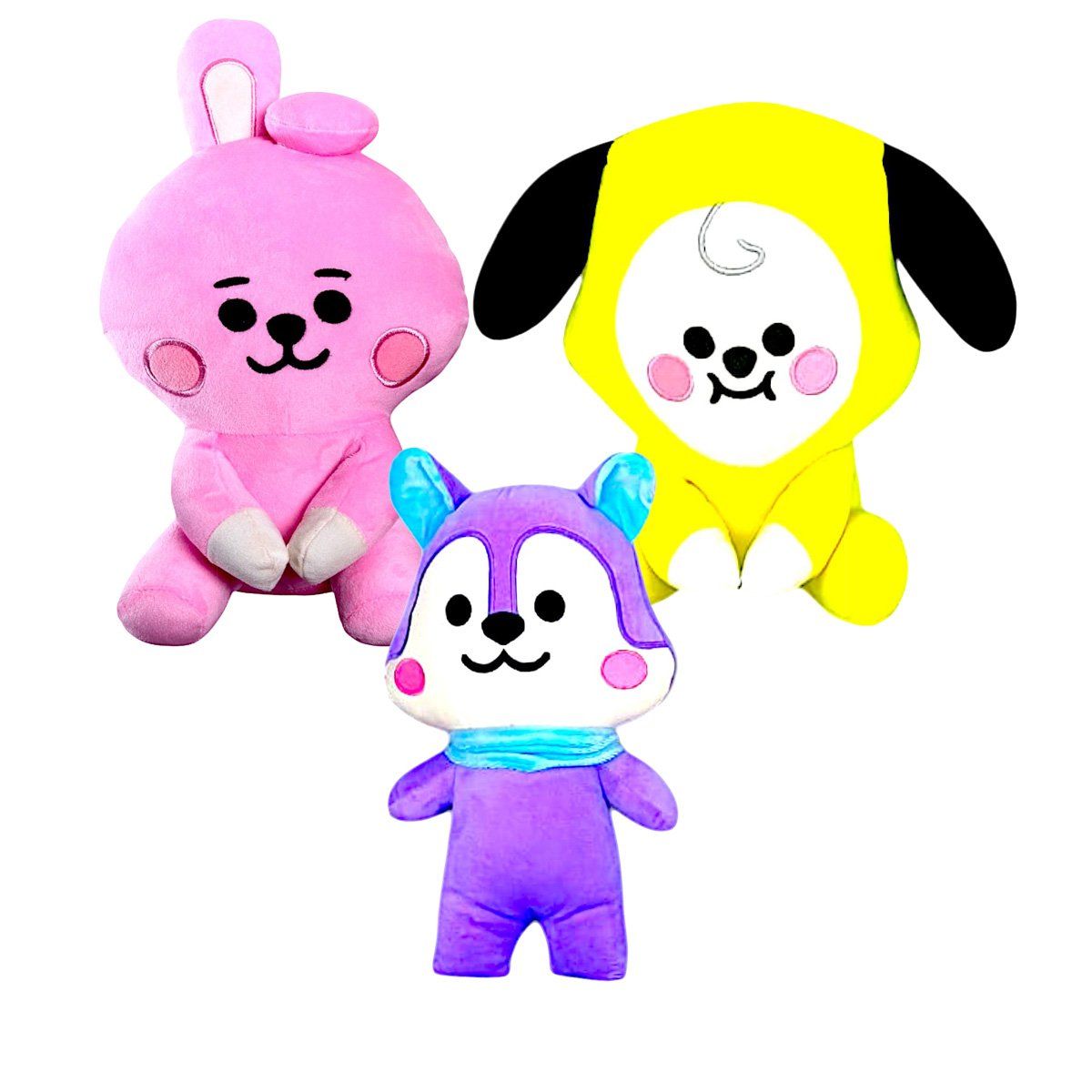 GENERICO - Pack 3 peluches Baby BTS BT21 Cooky Chimmy Mang Ardilla
