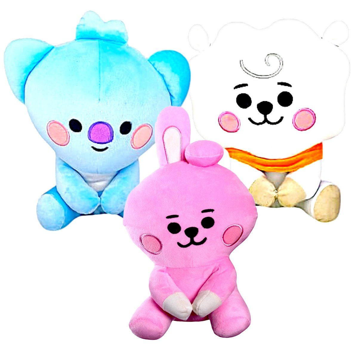 GENERICO - Pack 3 peluches Baby BTS BT21 Cooky RJ Koya