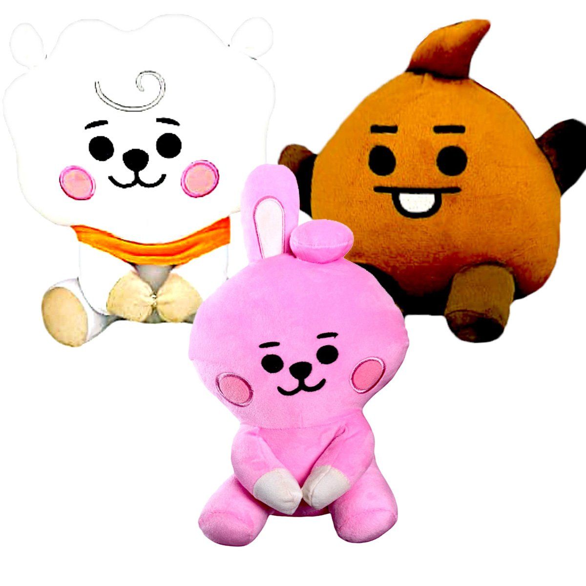 GENERICO - Pack 3 peluches Baby BTS BT21 Cooky RJ Shooky