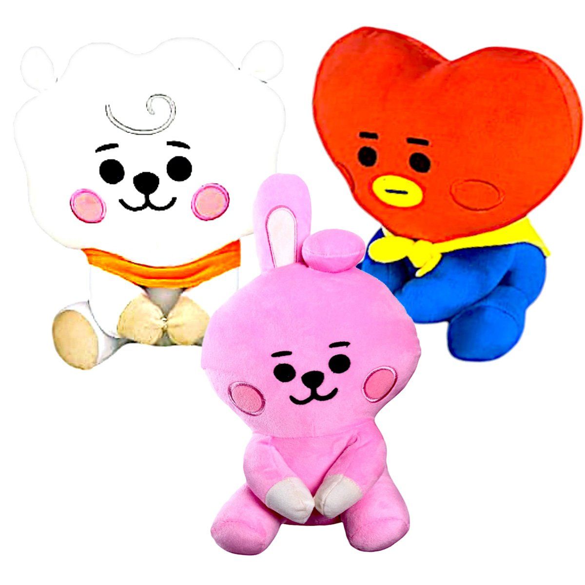 GENERICO - Pack 3 peluches Baby BTS BT21 Cooky RJ Tata