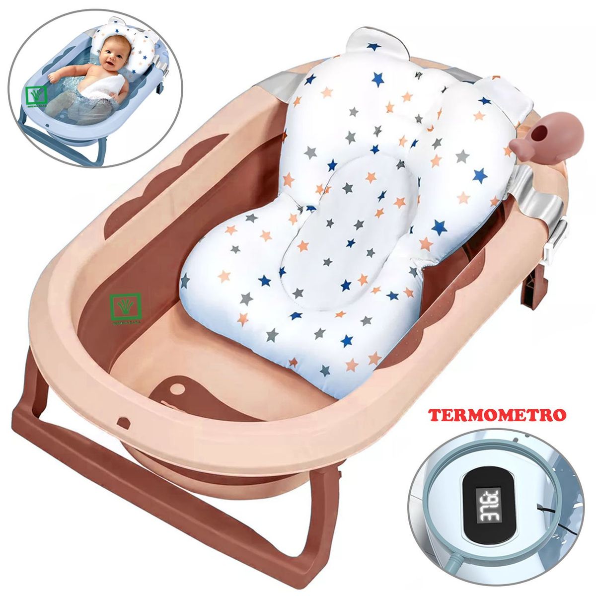 GENERICO - Bañera Tina de Baño Plegable Ballenita Con Termómetro