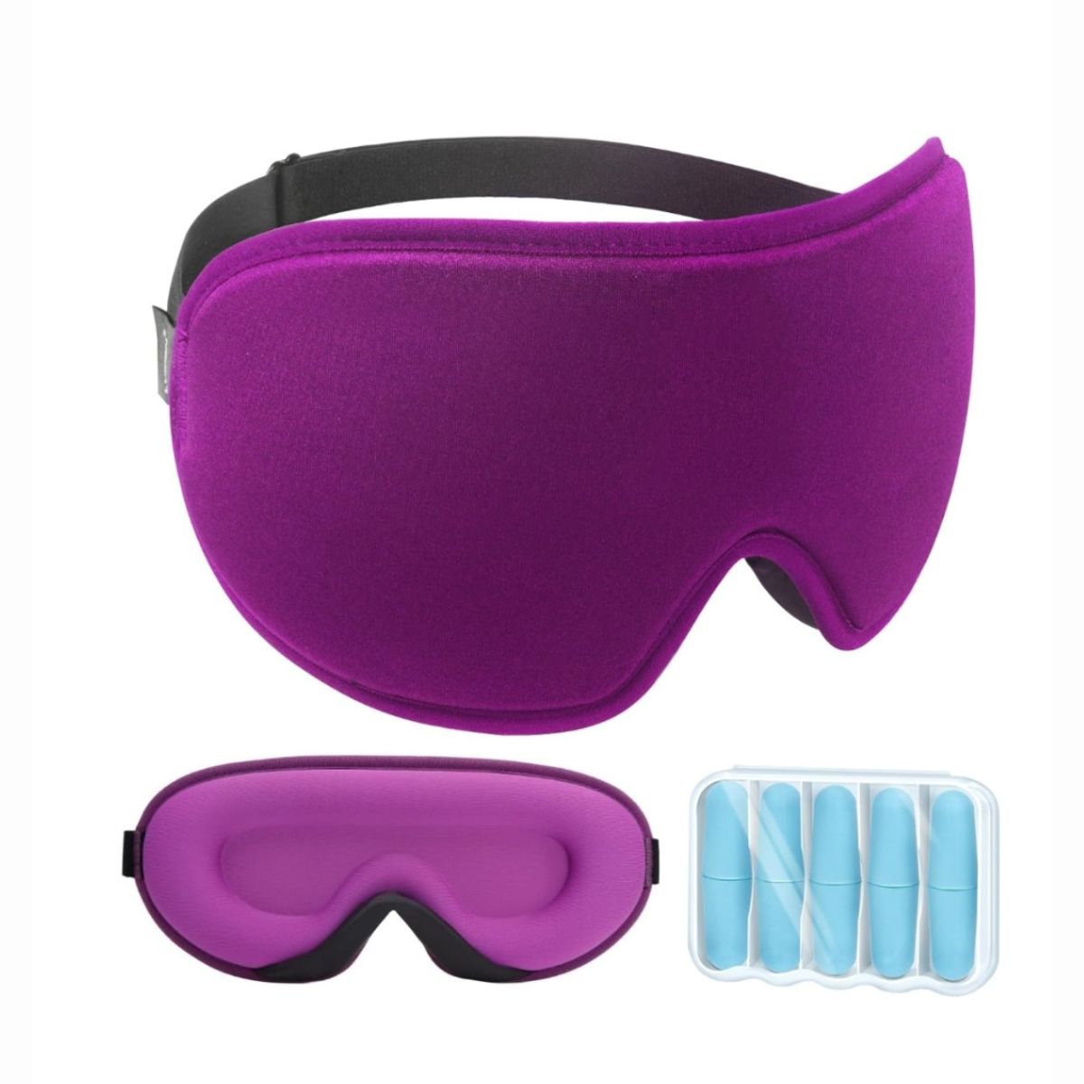 GENERICO - Antifaz Mascara Para Dormir PREMIUM Unisex Contorno 3D + 10 Tapones Lila- LYSIAN