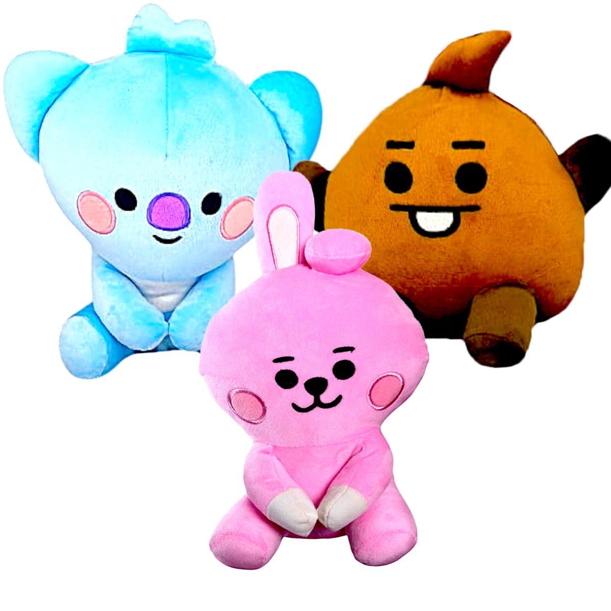 GENERICO - Pack 3 peluches Baby BTS BT21 Cooky Koya Shooky