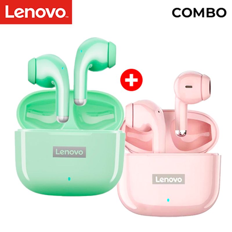 LENOVO - Audifonos Bluetooth Lenovo LP40 Pro Combo Verde + Rosado