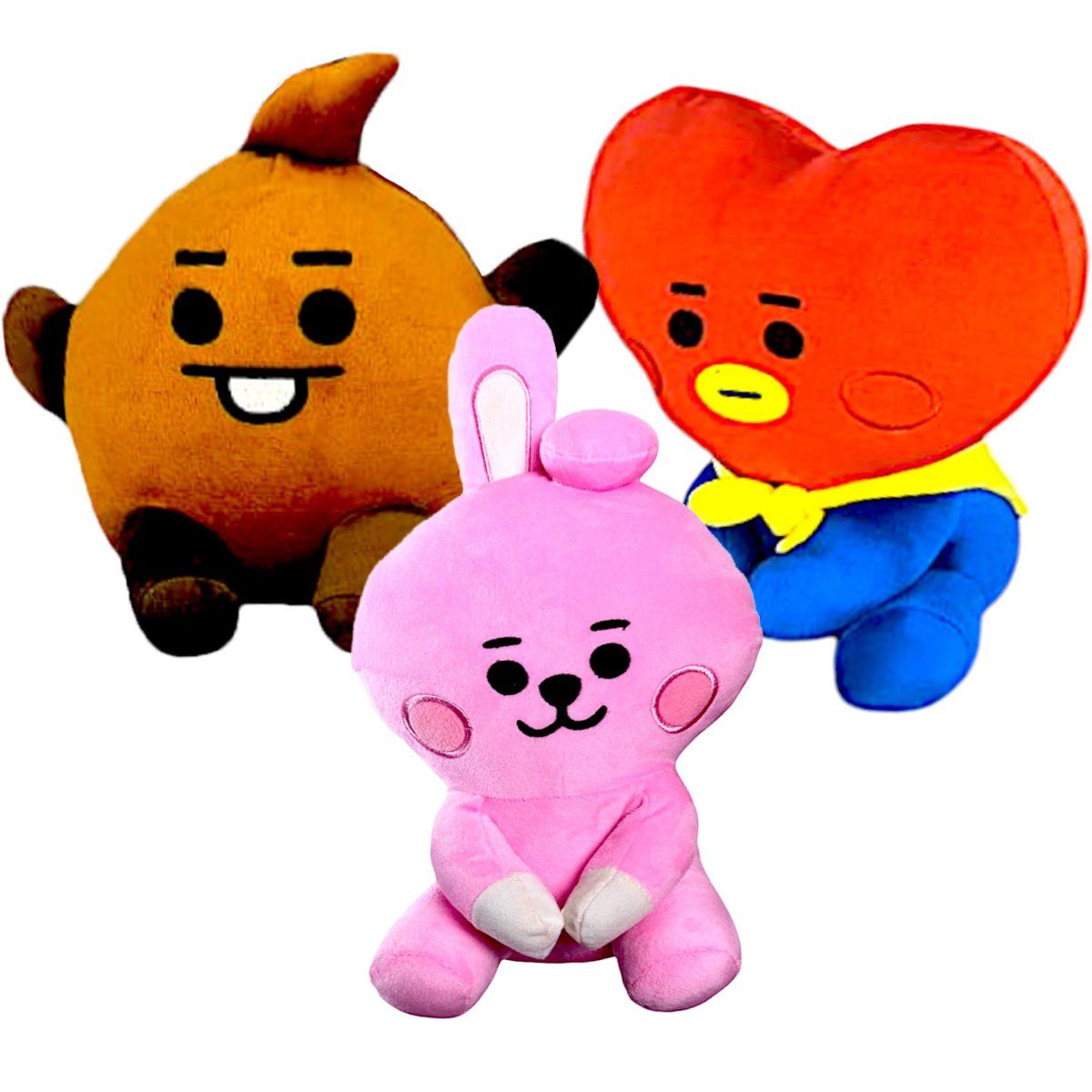 GENERICO - Pack 3 peluches Baby BTS BT21 Cooky Shooky Tata