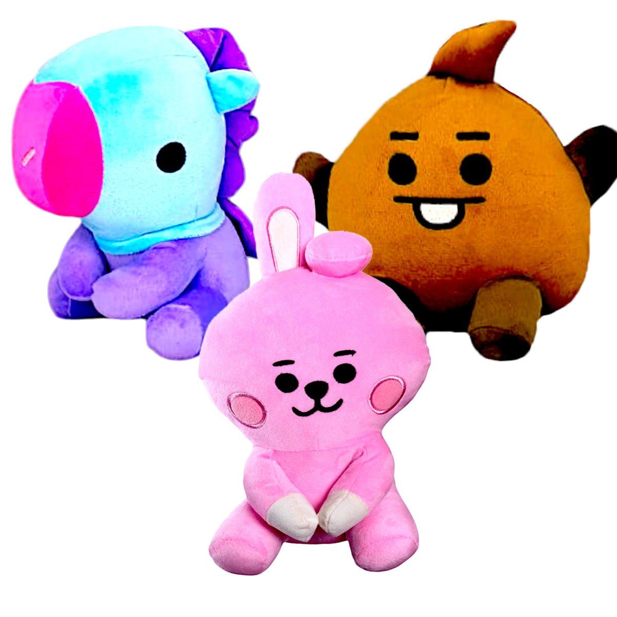 GENERICO - Pack 3 peluches Baby BTS BT21 Cooky Shooky Mang Pony