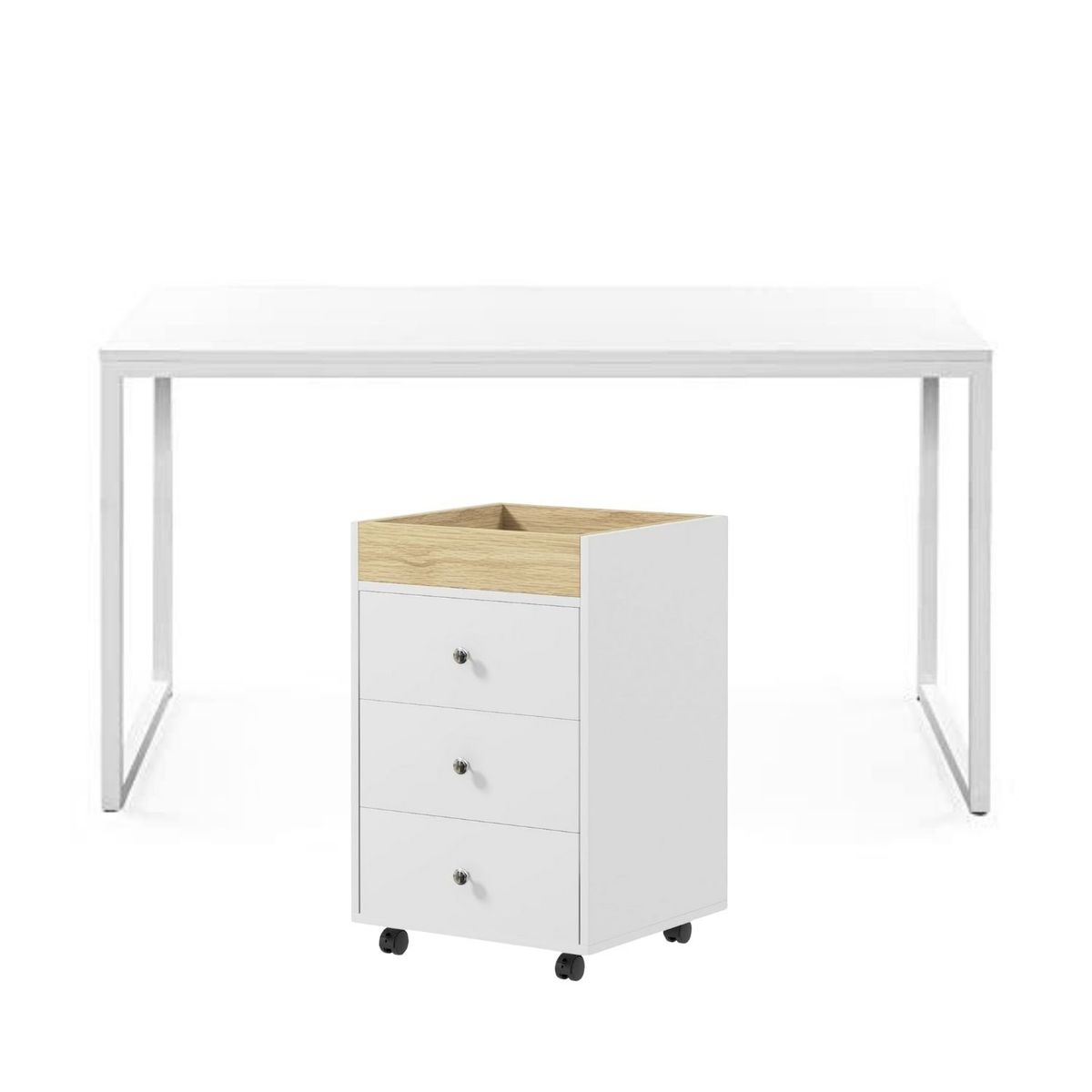 GENERICO - Combo Summer Escritorio Blanco + Cajonera Blanca Coricha Home