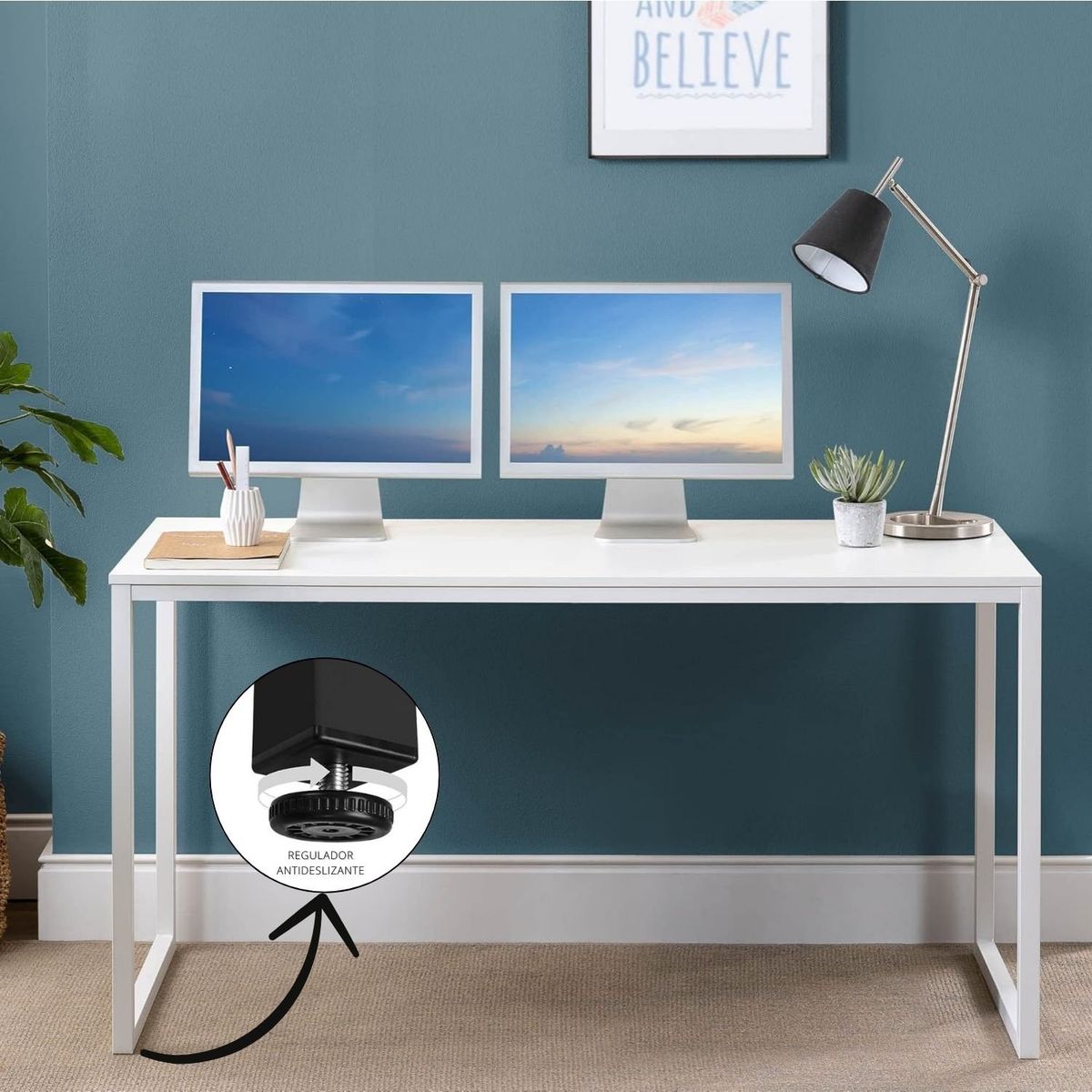 GENERICO - Combo Summer Escritorio Blanco + Cajonera Blanca Coricha Home