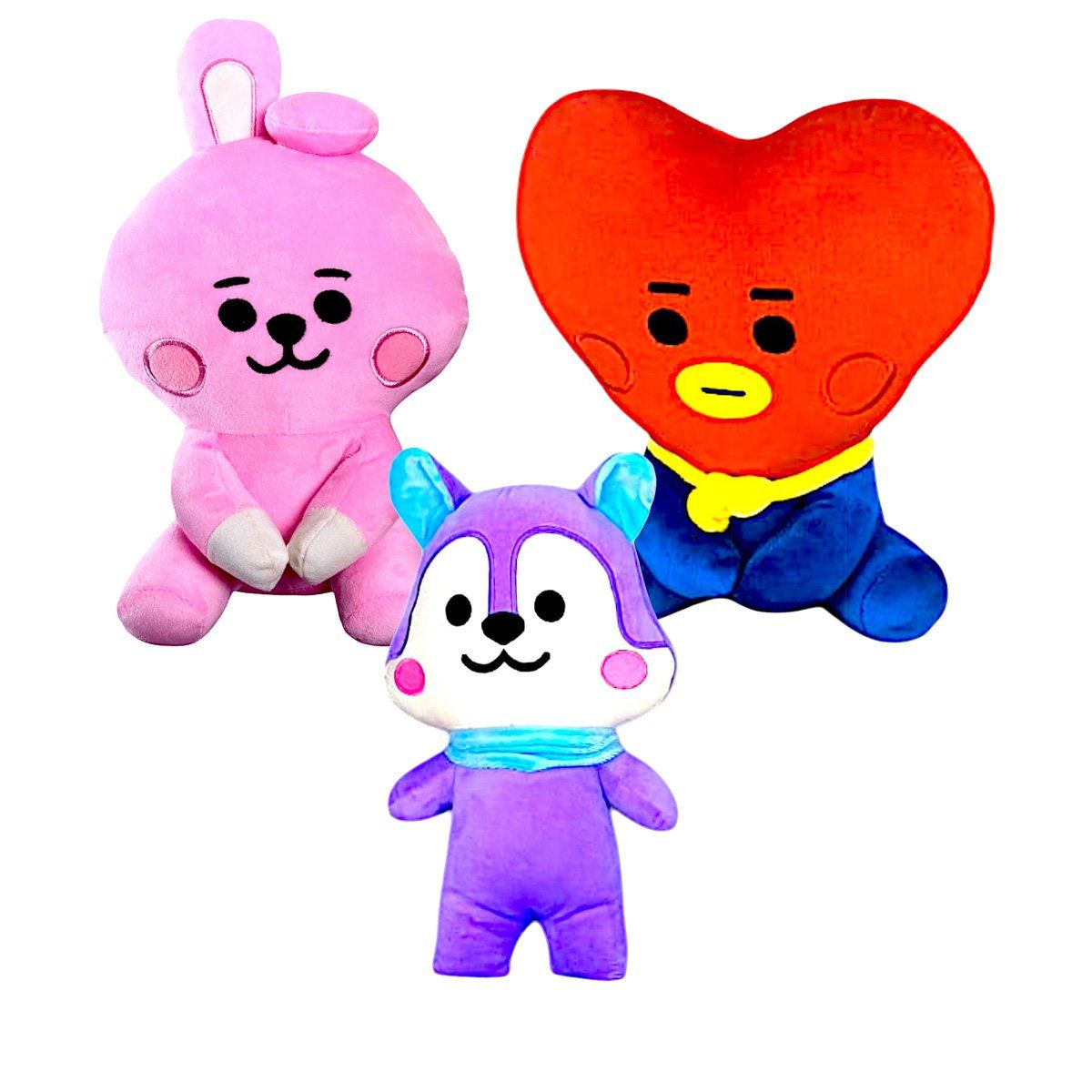 GENERICO - Pack 3 peluches Baby BTS BT21 Cooky Tata Mang Ardilla