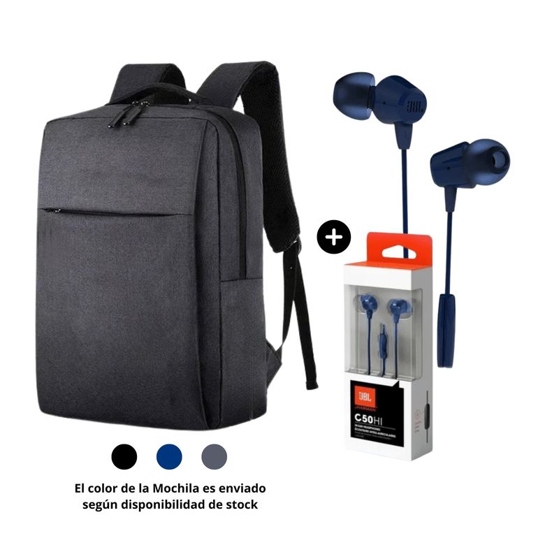 JBL - Audífono JBL C50 Azul + Mochila Portalaptop de regalo