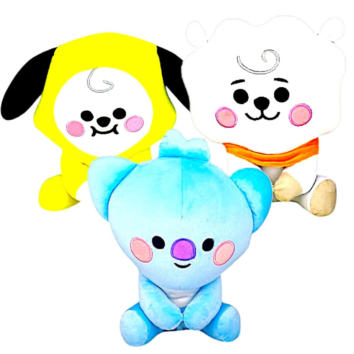 GENERICO - Pack 3 peluches Baby BTS BT21 Chimmy RJ Koya