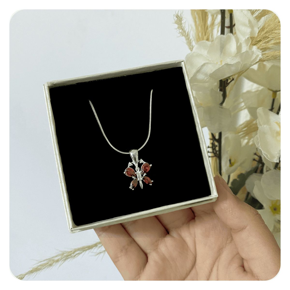 GENERICO - Collar Niña Mariposa Roja Regalo Cumpleaños Joya Plata 925