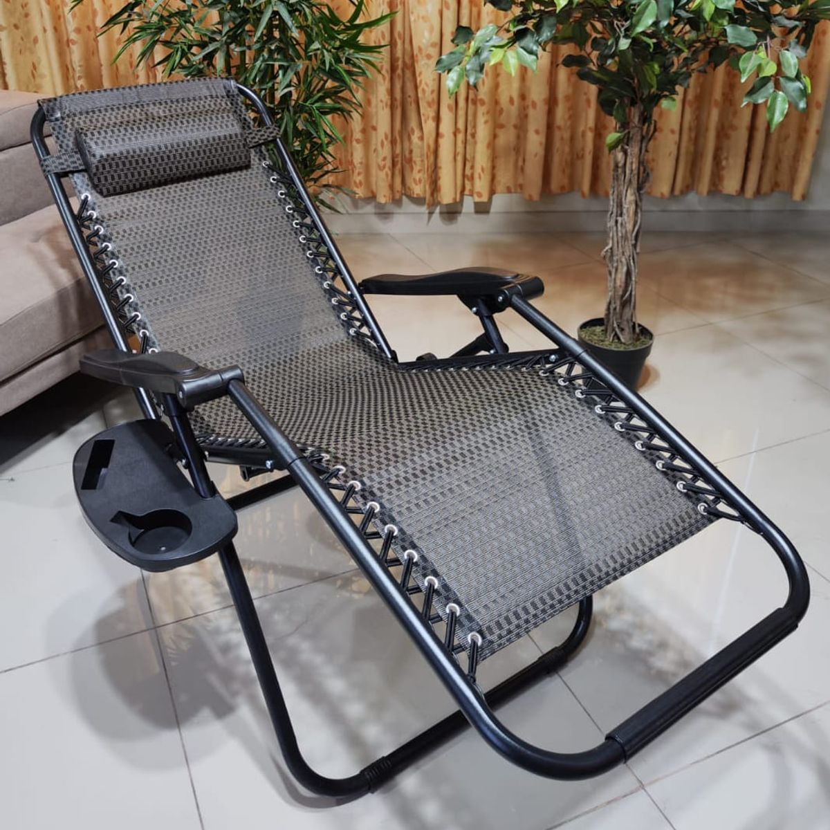 GENERICO - SILLA DE GRAVEDAD CERO PARA EXTERIORES CON BANDEJA POSA VASO