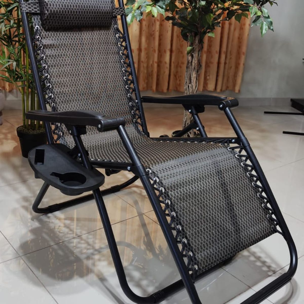 GENERICO - SILLA DE GRAVEDAD CERO PARA EXTERIORES CON BANDEJA POSA VASO