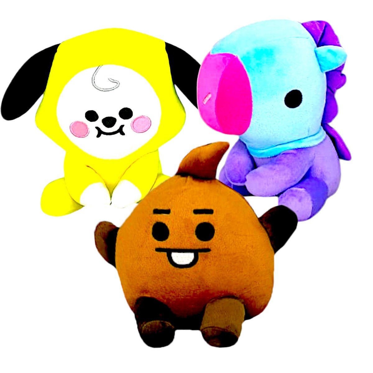 GENERICO - Pack 3 peluches Baby BTS BT21 Chimmy Shooky Mang Pony