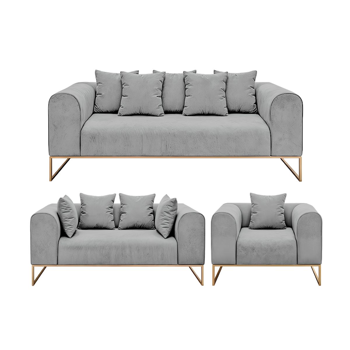 BARAKA HOME - Juego de sala 3 2 1 Luxury Dolneni - Gris claro