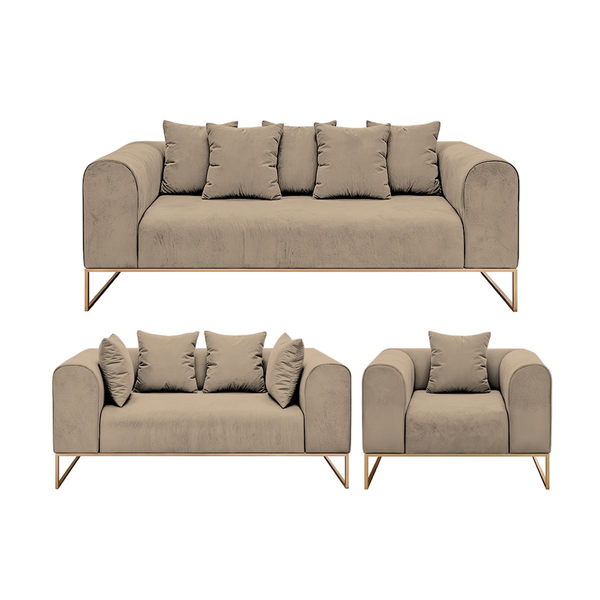 BARAKA HOME - Juego de sala 3 2 1 Luxury Dolneni - Beige claro