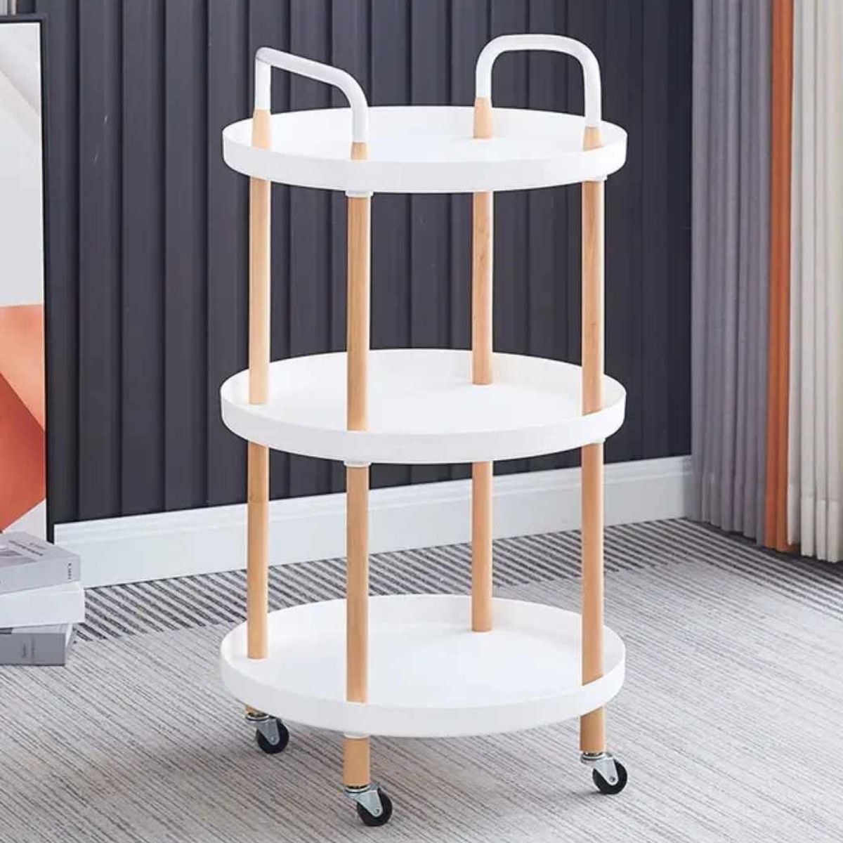 GENERICO - Mesa Auxiliar Rodante Multiusos Elegante de Madera Sala Hogar Oficina