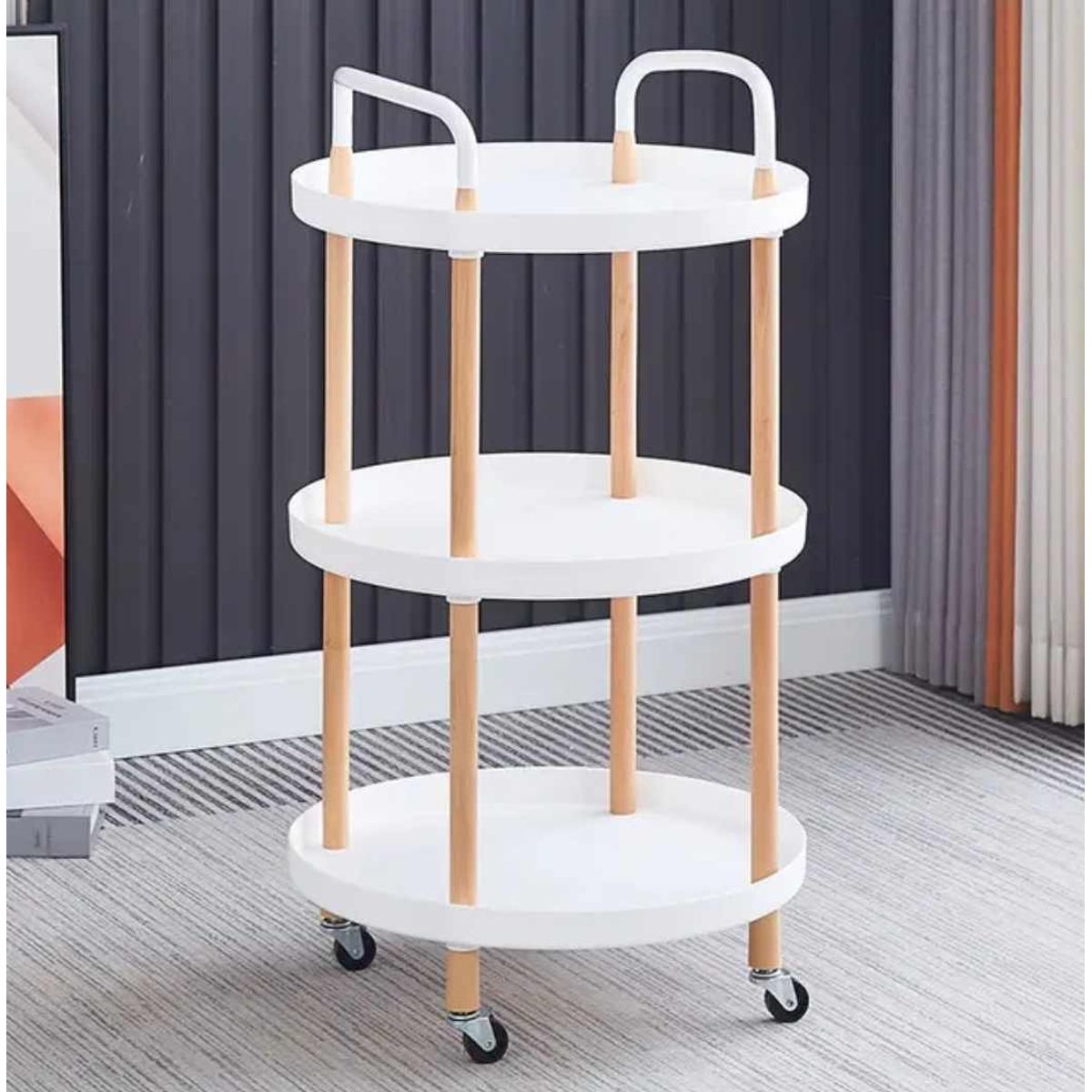 GENERICO - Mesa Auxiliar Rodante Multiusos Elegante de Madera Sala Hogar Oficina