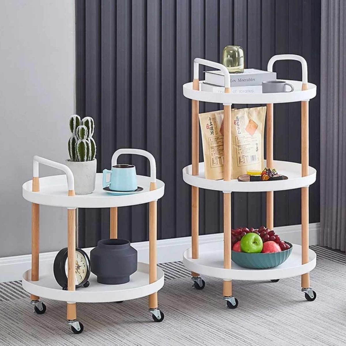 GENERICO - Mesa Auxiliar Rodante Multiusos Elegante de Madera Sala Hogar Oficina