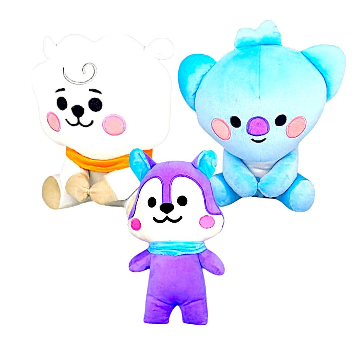 GENERICO - Pack 3 peluches Baby BTS BT21 RJ Koya Mang Ardilla