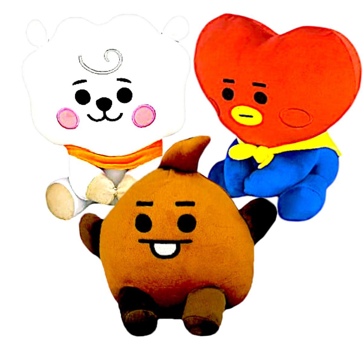 GENERICO - Pack 3 peluches Baby BTS BT21 RJ Shooky Tata