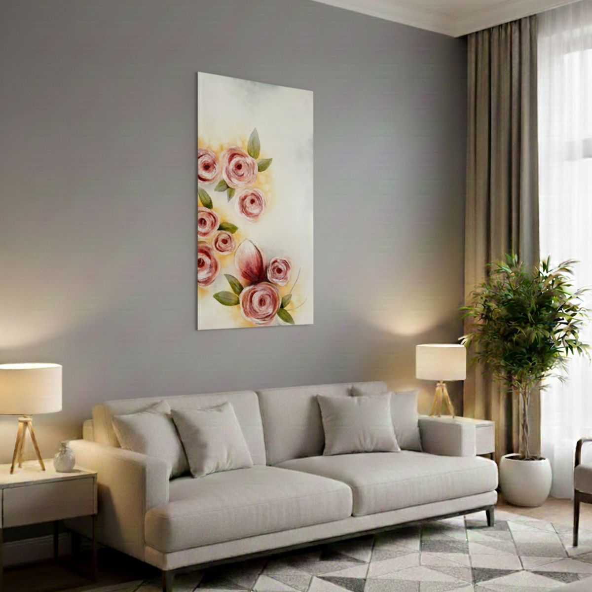 MAP DESIGN HOME - Cuadro Decorativo Rosas Decor 110x60 cm