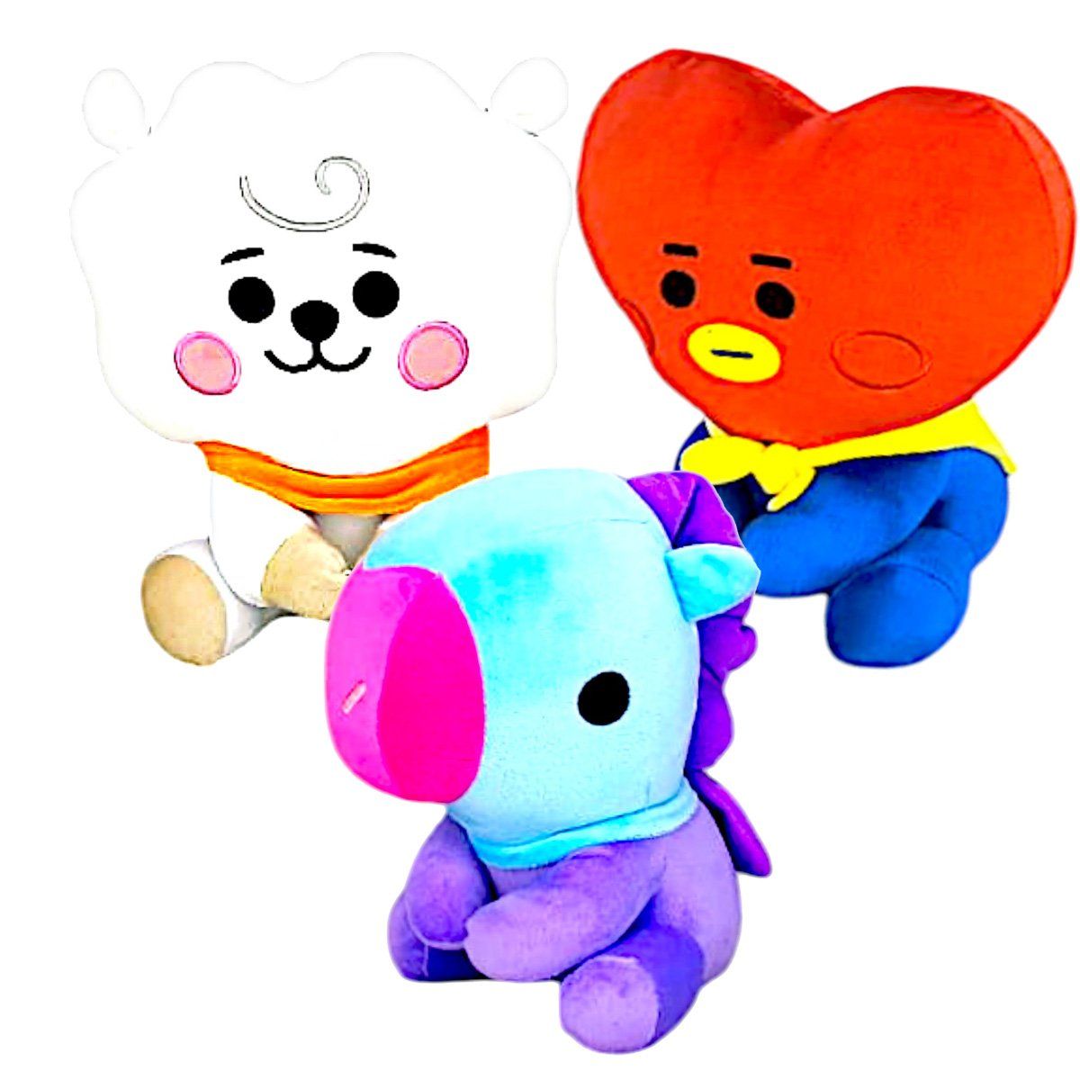GENERICO - Pack 3 peluches Baby BTS BT21 RJ Tata Mang Pony