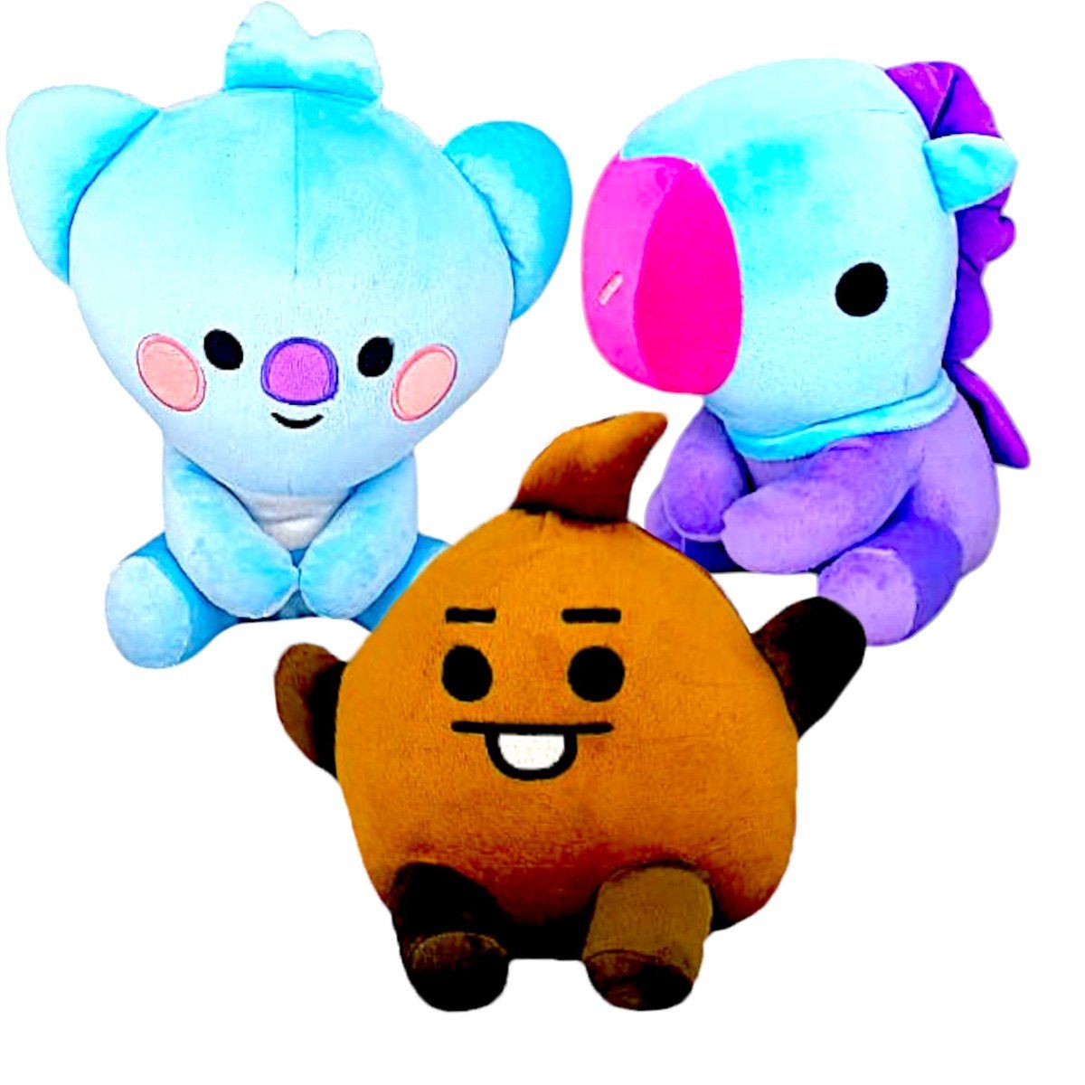 GENERICO - Pack 3 peluches Baby BTS BT21 Koya Shooky Mang Pony