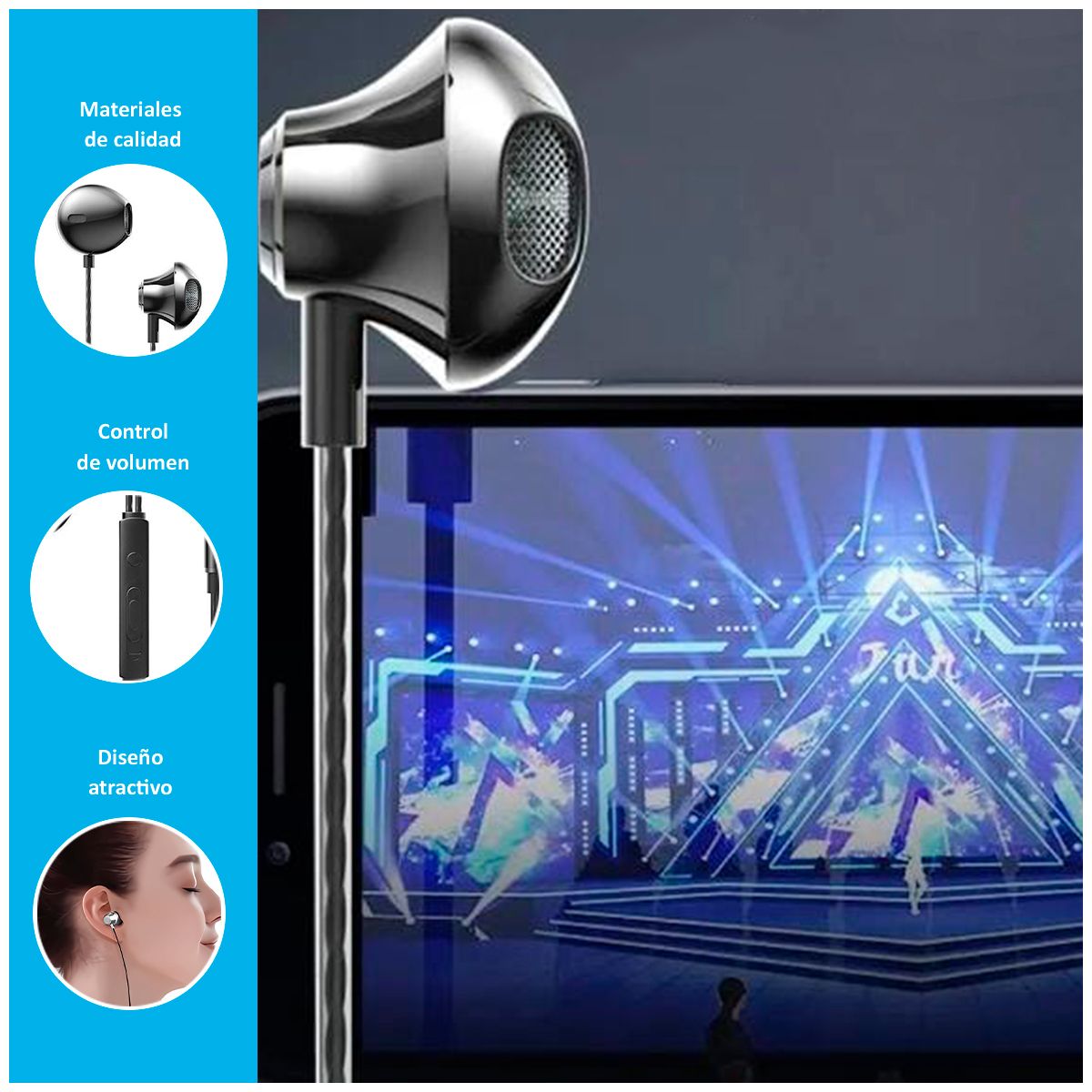 GENERICO - Audífonos Earphone S873 de 35mm con Micrófono  Multicolor