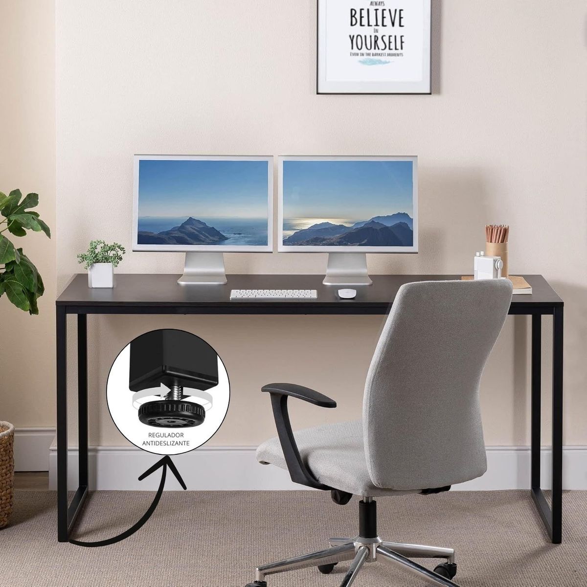 GENERICO - Combo Summer Escritorio Negro + Cajonera Negra Coricha Home