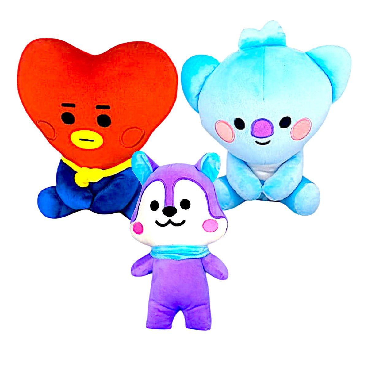 GENERICO - Pack 3 peluches Baby BTS BT21 Koya Tata Mang Ardilla