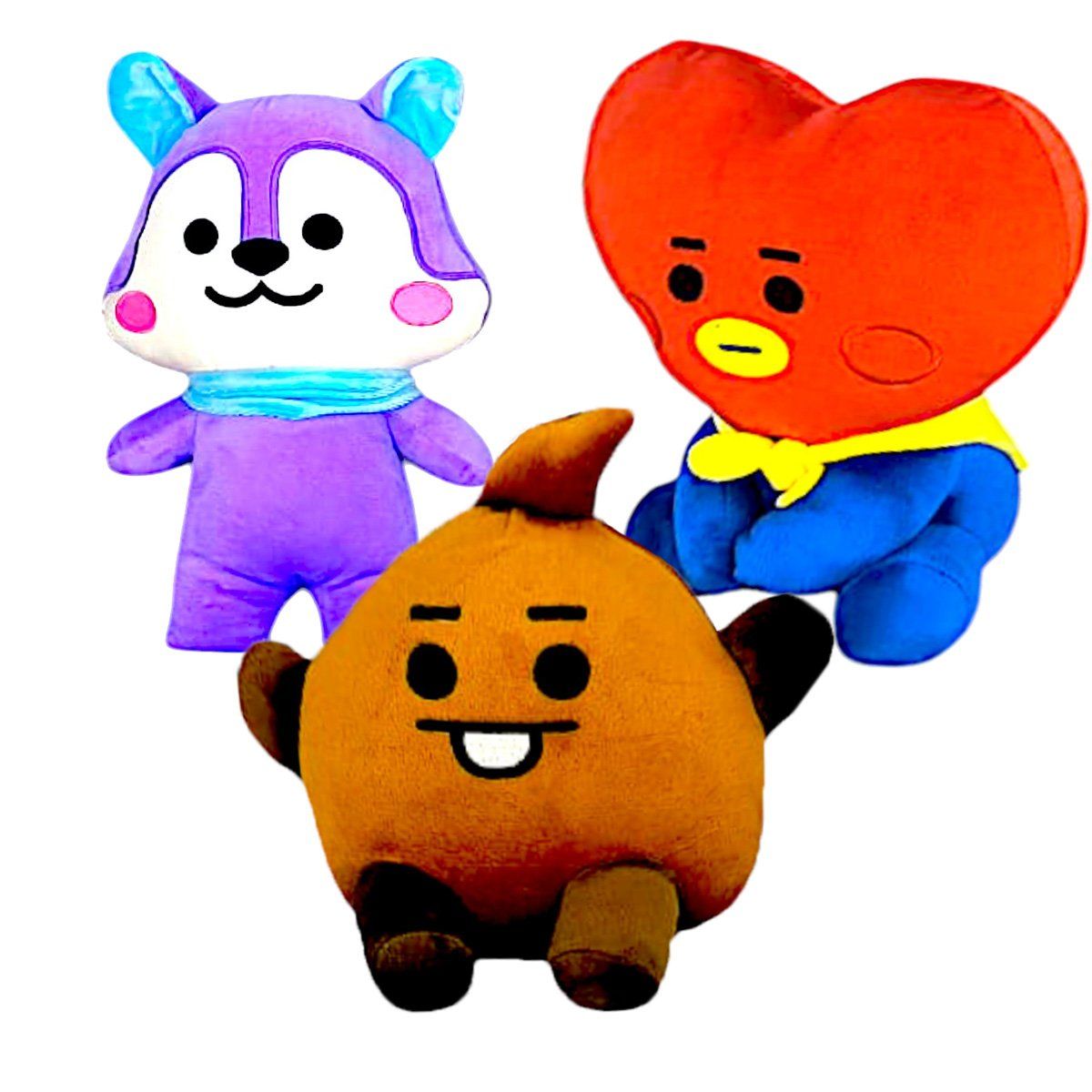GENERICO - Pack 3 peluches Baby BTS BT21 Shooky Tata Mang Ardilla