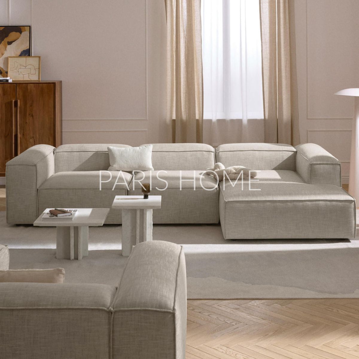 GENERICO - Sofá Esquinero Derecho Monarch Lino - Gris