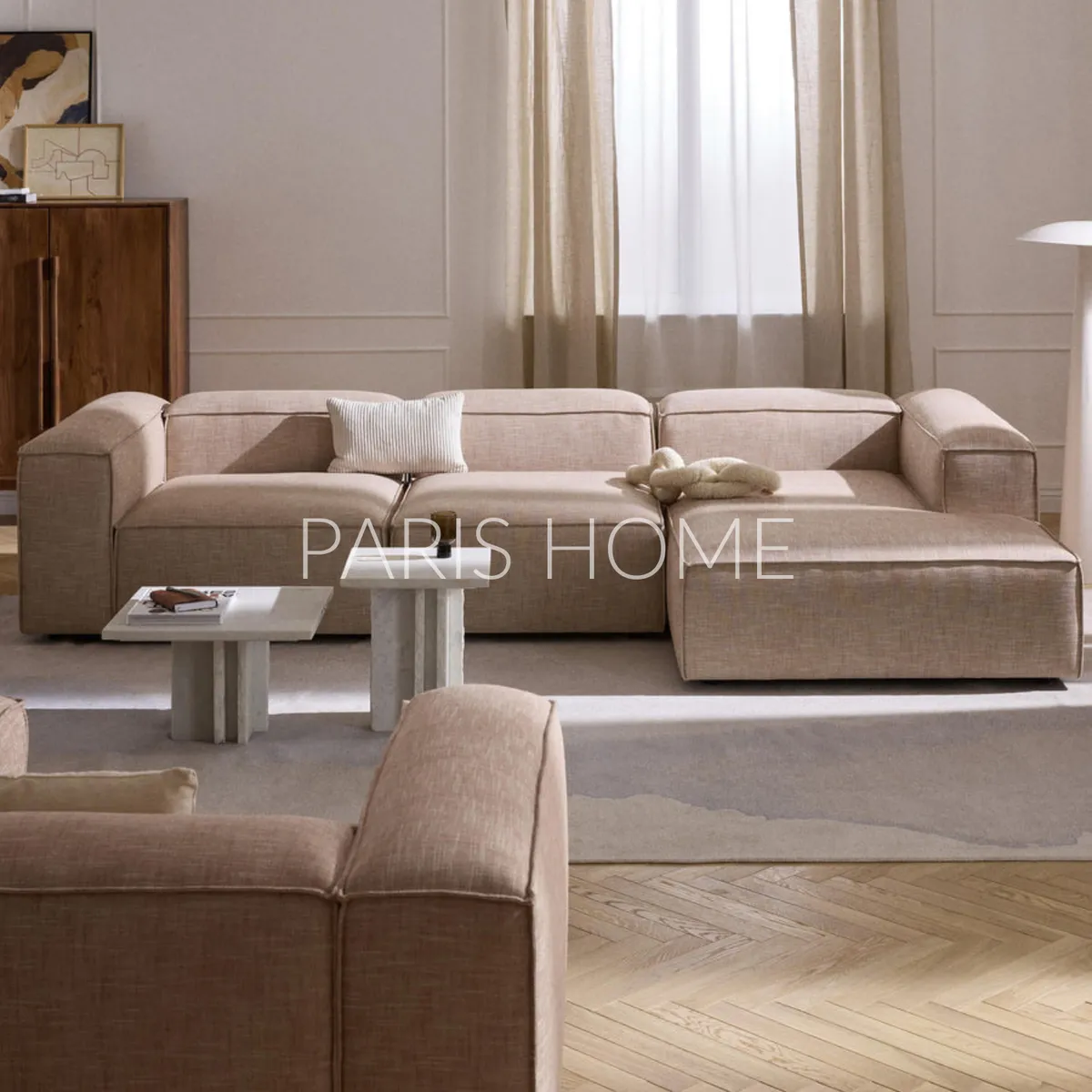 GENERICO - Sofá Esquinero Derecho Monarch Lino - Rojo Oxido