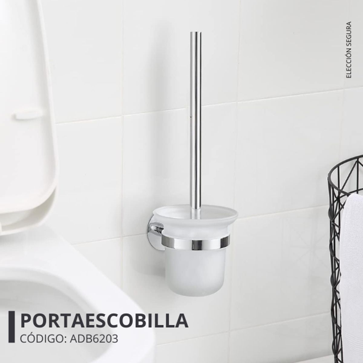 XM - PORTAESCOBILLA DE ACERO CON VIDRIO ADB6203
