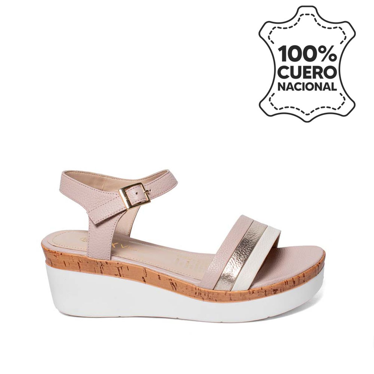 VIALE - Sandalia Dorsay Casual ALE-2512 BlancoRosa Viale Cuero