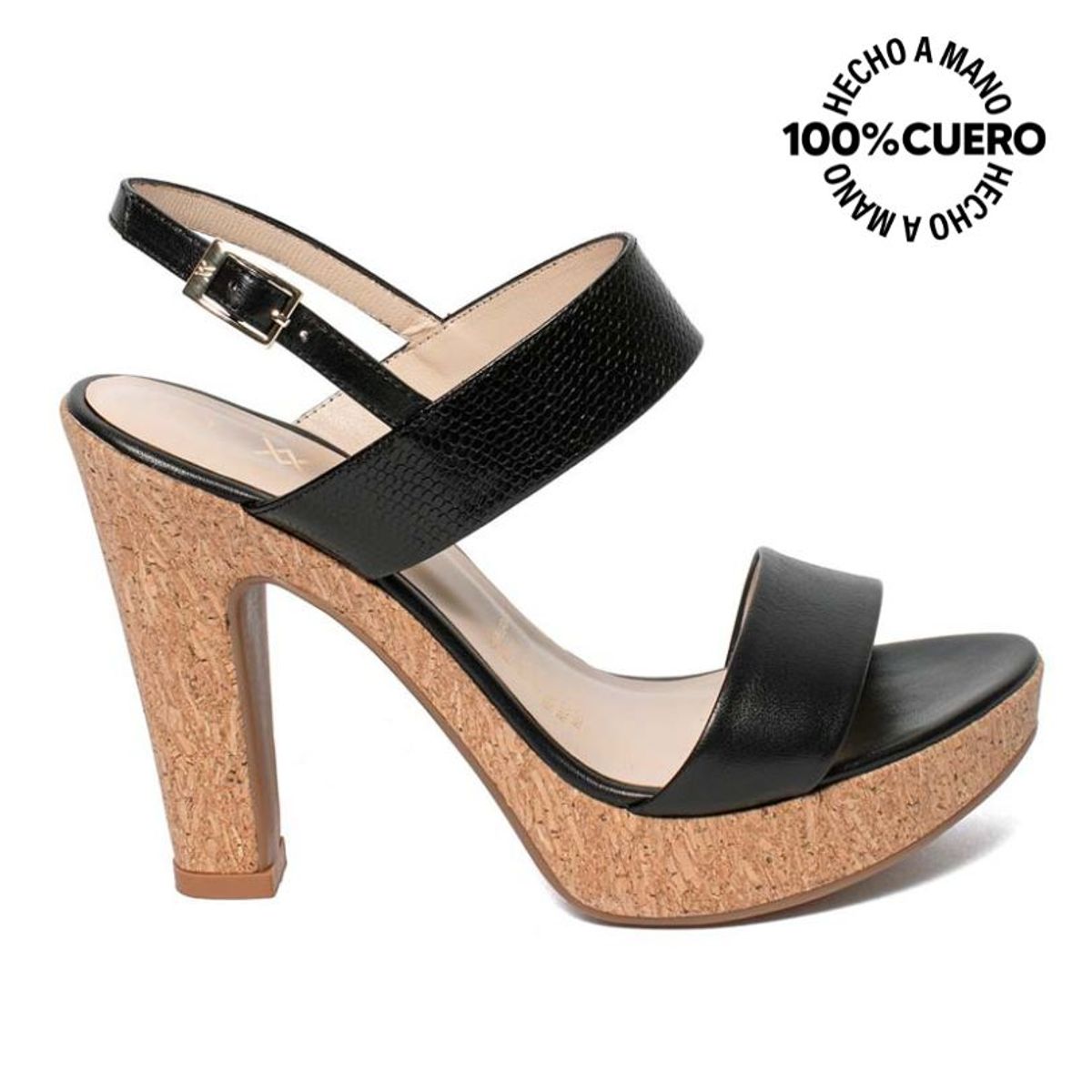 VIALE - Sandalia Strap Casual TATI-2506 Negro Viale Cuero