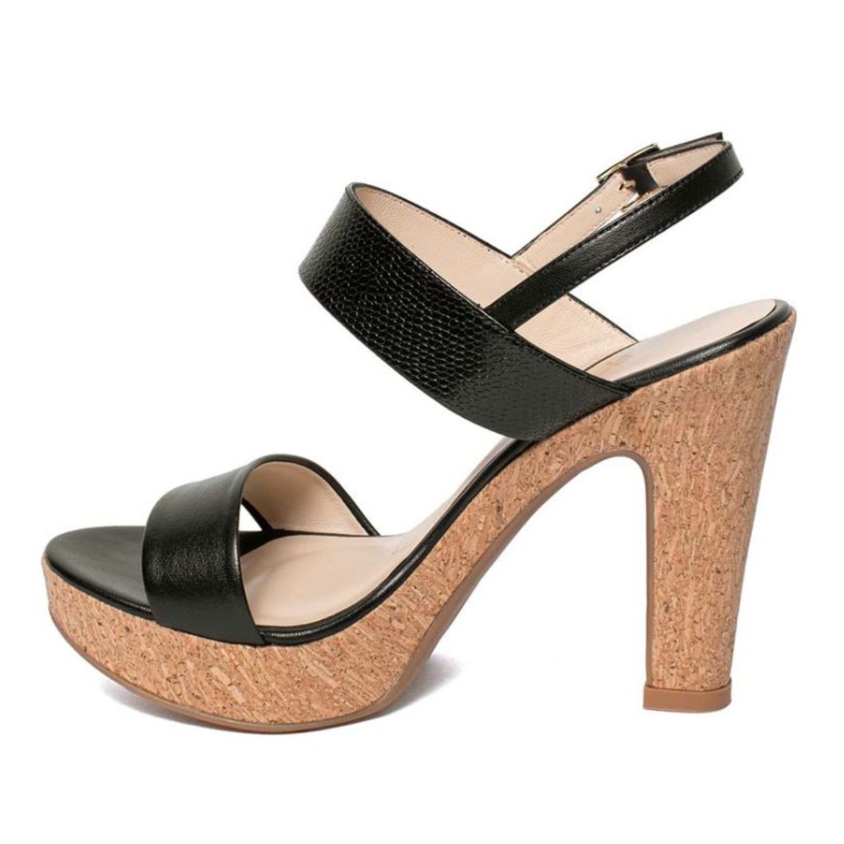 VIALE - Sandalia Strap Casual TATI-2506 Negro Viale Cuero