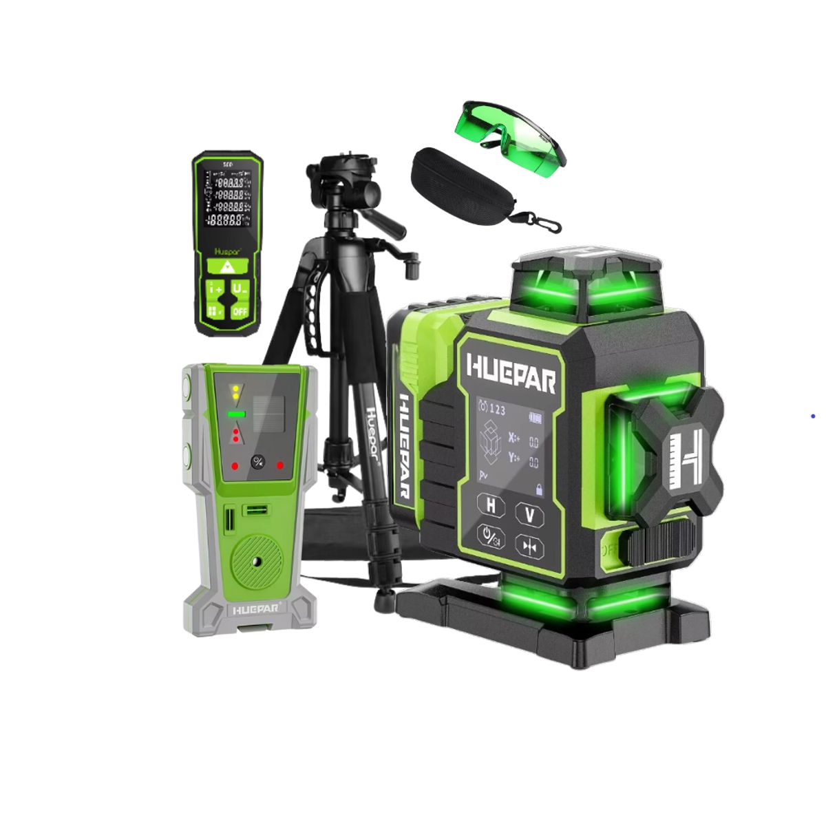 HUEPAR - Combo Completo Nivel laser Huepar 2024 W04CG 16 líneas+ DISTANCIOMETRO
