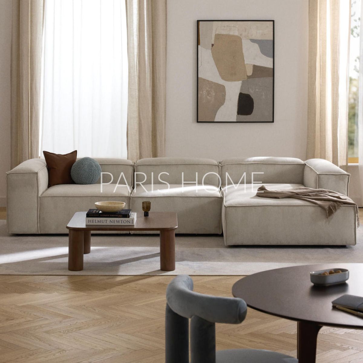 GENERICO - Sofá Esquinero Derecho Monarch Pana - Beige Claro