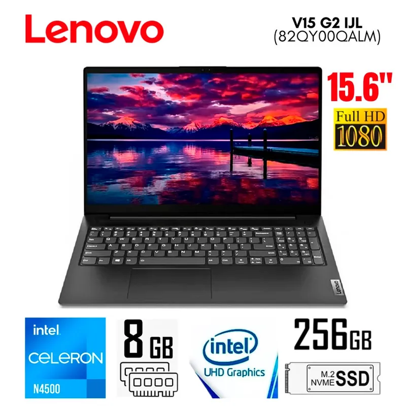 LENOVO - Laptop Lenovo V15 G2 IJL 15.6 Pulg. FHD Intel Celeron N4500 8GB RAM 256GB SSD 82QY00QALM
