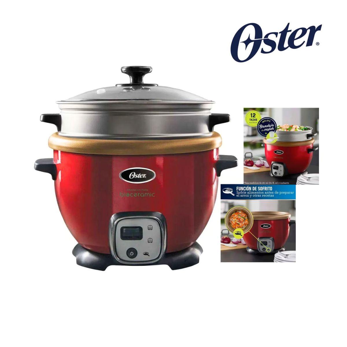 OSTER - Olla Arrocera Oster 2.2 Litros Bioceramic CKSTRC7130R Roja