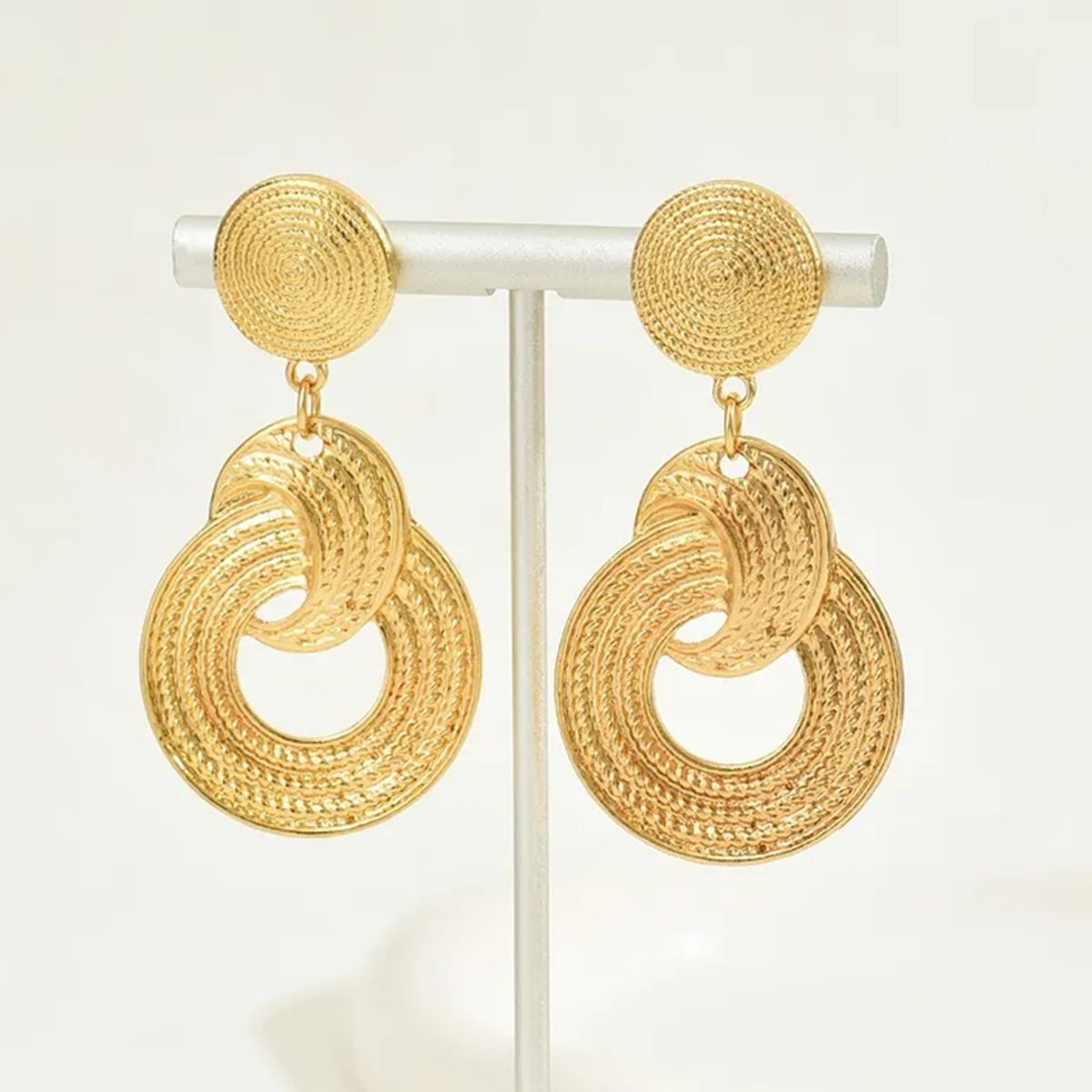 GENERICO - Aretes Colgantes Vintage Forma Geométrica Dorado para Mujer