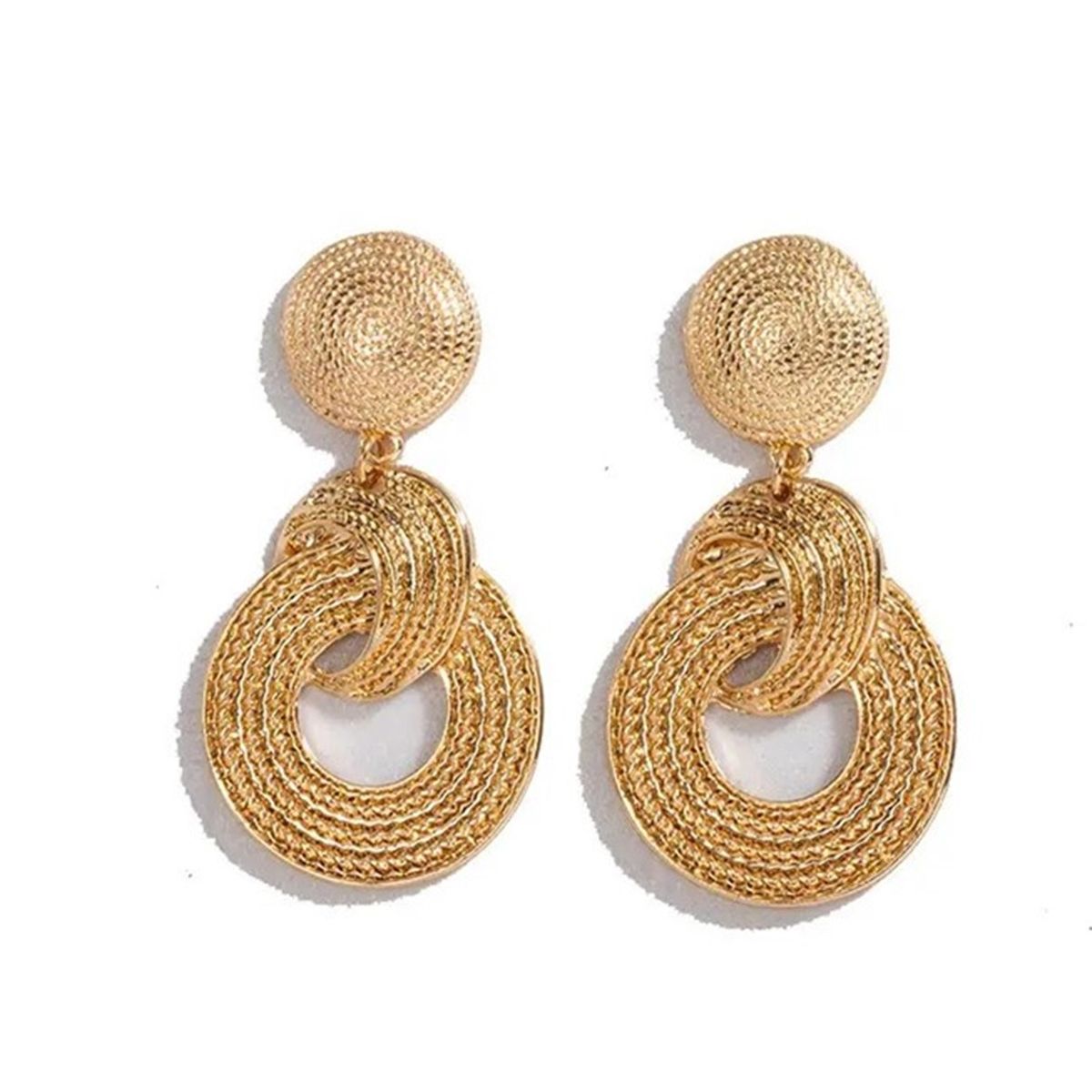 GENERICO - Aretes Colgantes Vintage Forma Geométrica Dorado para Mujer