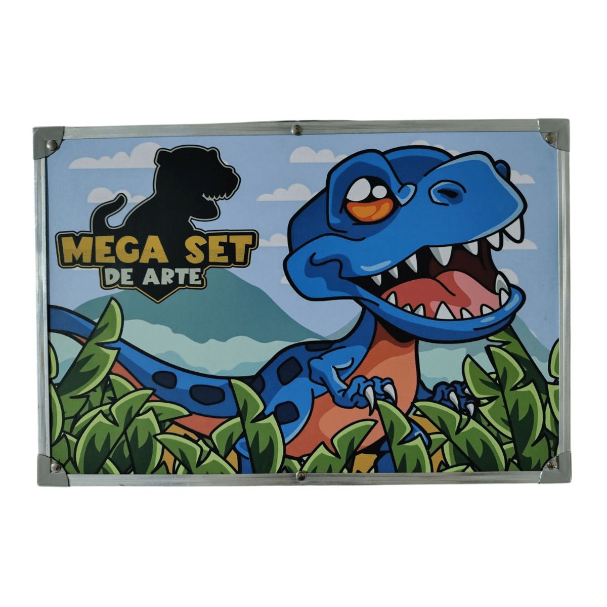 GENERICO - Set de Arte Maleta de Aluminio 145 Piezas Dinosaurio