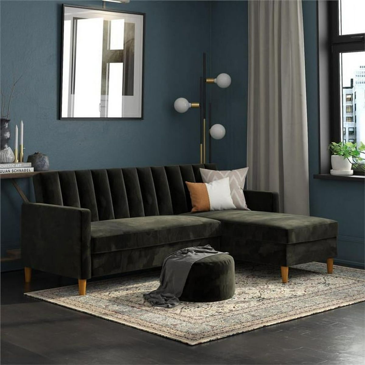 ARTSOFA - Sofá Seccional Hatford marrón 2 piezas