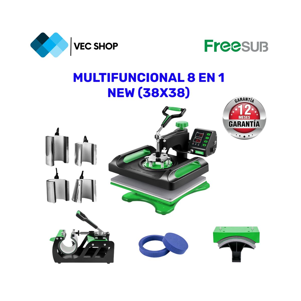 GENERICO - Maquina de Sublimación Multifuncional 8 en 1 New Sublimadora Freesub