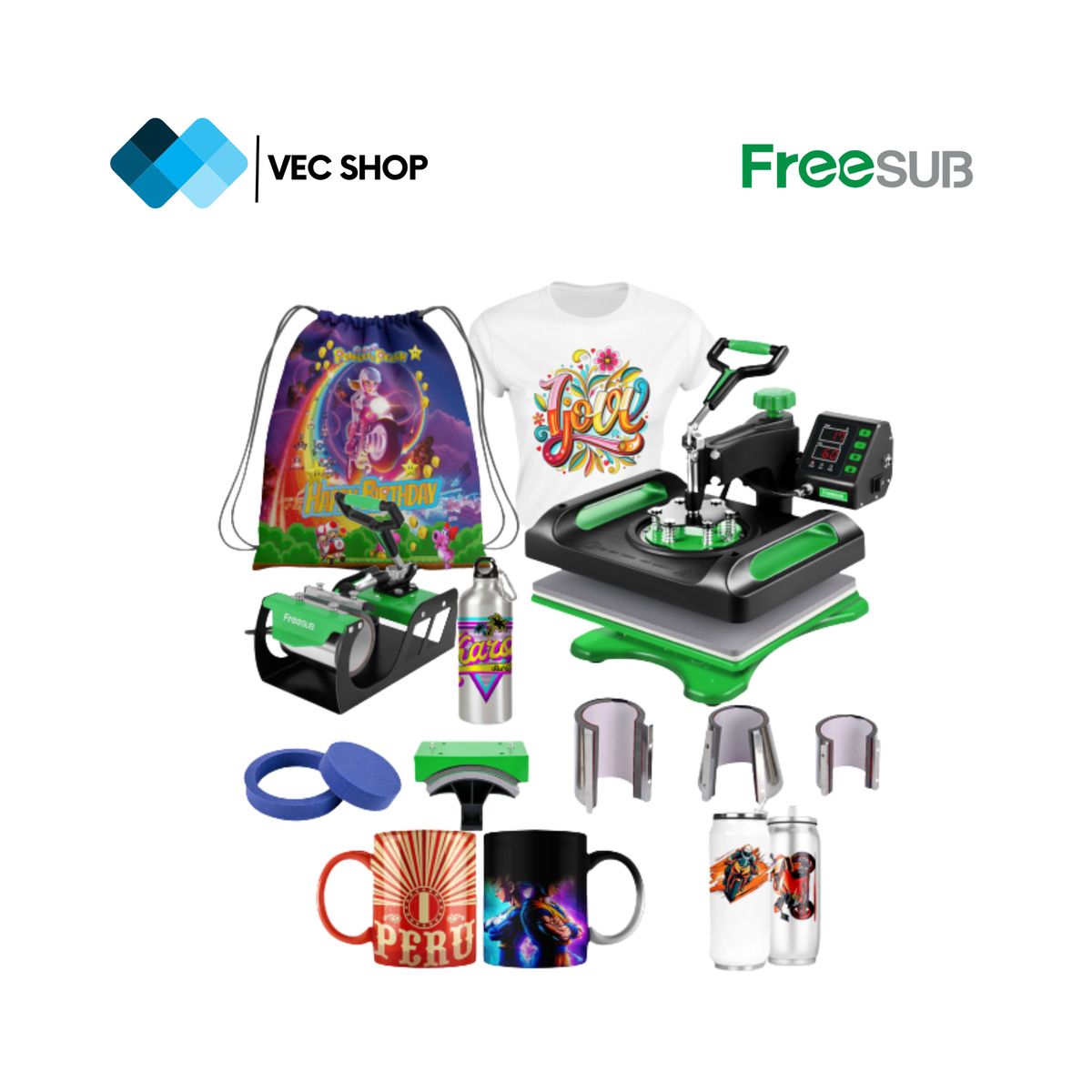 GENERICO - Maquina de Sublimación Multifuncional 8 en 1 New Sublimadora Freesub