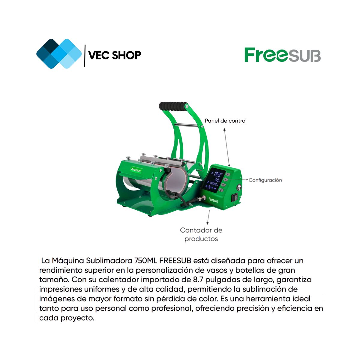 GENERICO - Maquina de Sublimación 750 ml Sublimadora Freesub